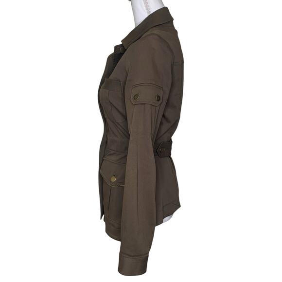Veronica Beard Army Green Camp Jacket Cotton Utility Military Gold Buttons - Picture 4 of 9